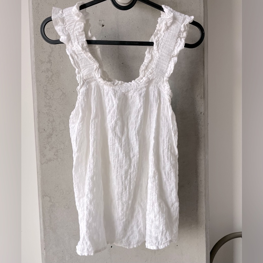 & Other Stories White Ruffled Sleeveless Top